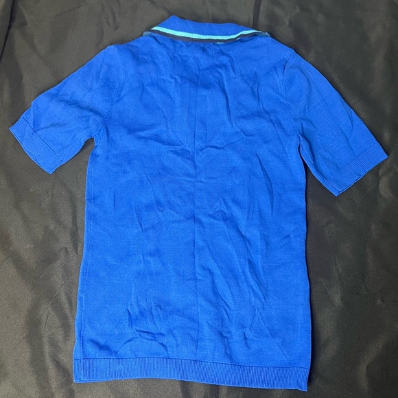 New York & Company Eva Mendes Blue Polo with Light Blue Trim - Picture 3 of 4
